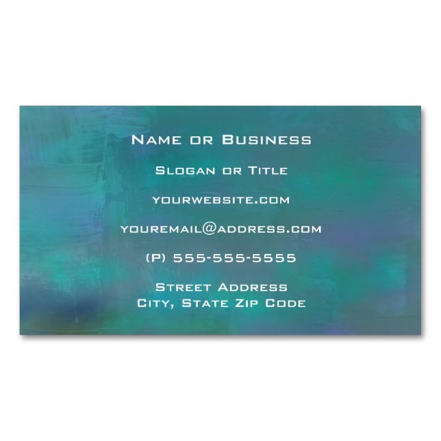 Abstract Green and Purple Serenity Magnetic Business Card (Front)