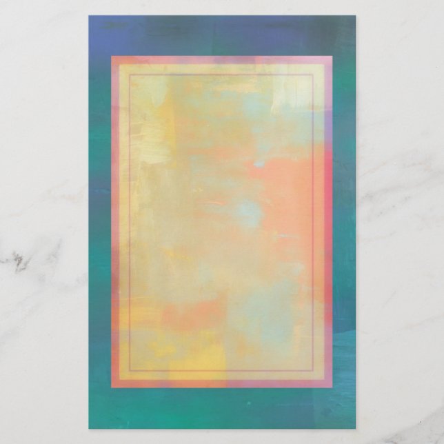 Abstract Green and Purple Serenity Stationery (Front)