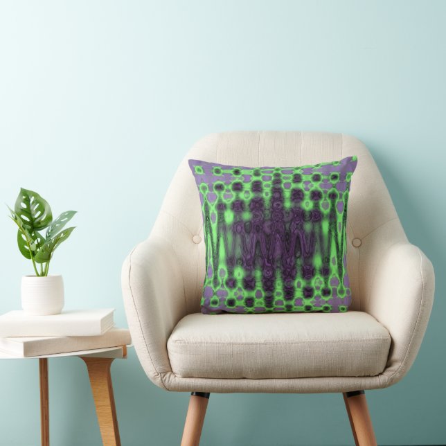Abstract Green and Purple Wavy Tie Dye Clouds Cushion (Chair)