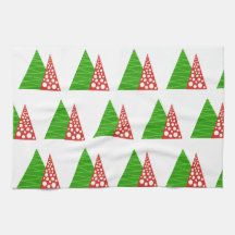 Abstract green and red trees kitchen towel
