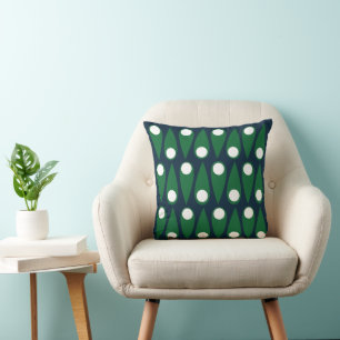 Abstract Green and White Abstract Pattern Cushion