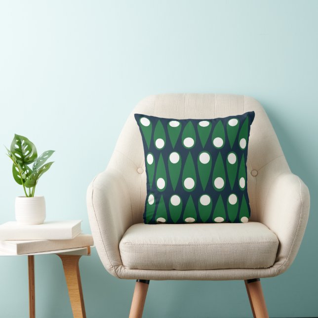 Abstract Green and White Abstract Pattern  Cushion (Chair)