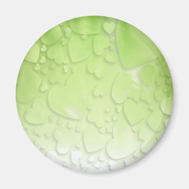 Abstract green and white hearts magnet (Front)