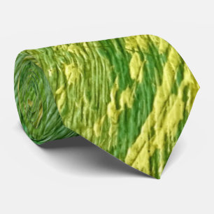 Abstract green and yellow diagonal stripes tie