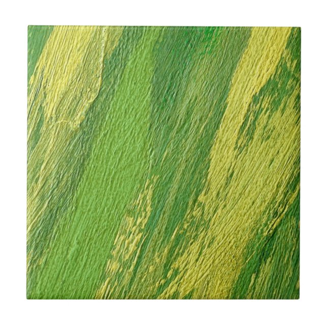Abstract green and yellow diagonal stripes tile (Front)