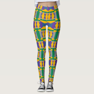 Abstract Green and Yellow Pattern with Diamonds Leggings