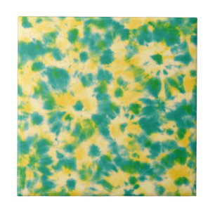 Abstract Green and Yellow Watercolor Tie Dye Tile