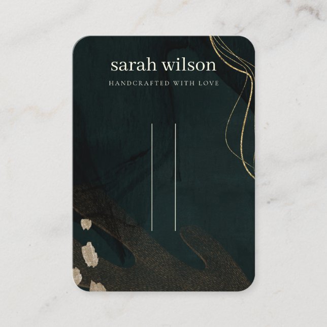 Abstract Green Black Gold 3 Hair pin band Display Business Card (Front)