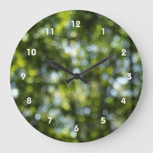 Abstract Green Blue Dots Large Clock