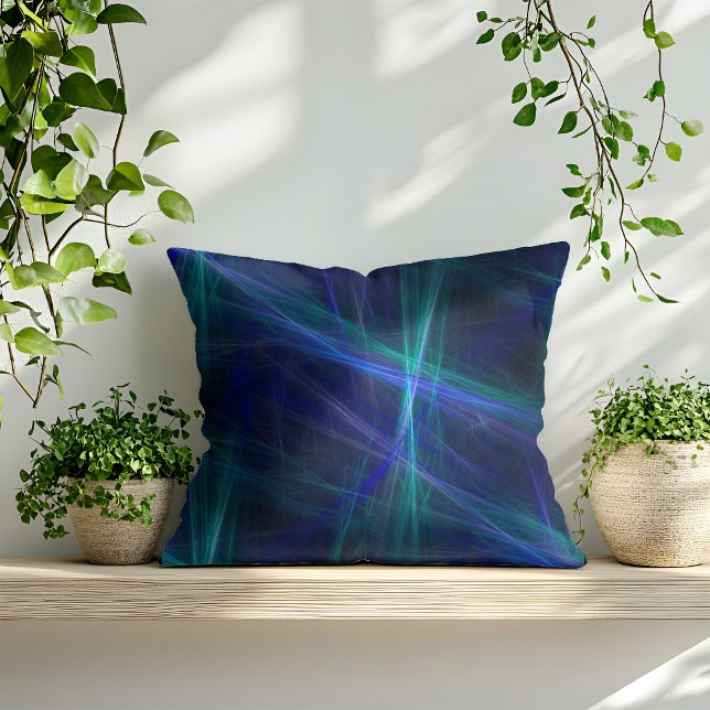 Abstract Green Blue Mist Fractal Art Cushion (Creator Uploaded)