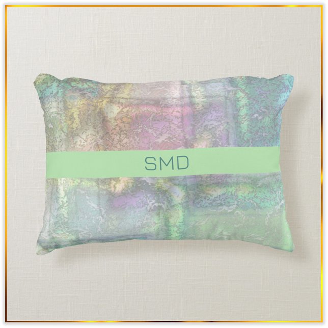 Abstract Green Blue Pink Textured Pattern Decorative Cushion (Creator Uploaded)