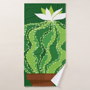 Abstract green cactus seamless pattern bath towel