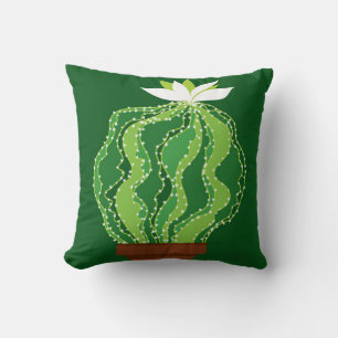 Abstract green cactus seamless pattern cushion