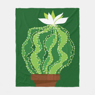 Abstract green cactus seamless pattern fleece blanket