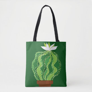 Abstract green cactus seamless pattern tote bag