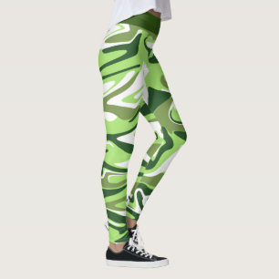 Abstract Green Camouflage Marble St. Patrick's Day Leggings
