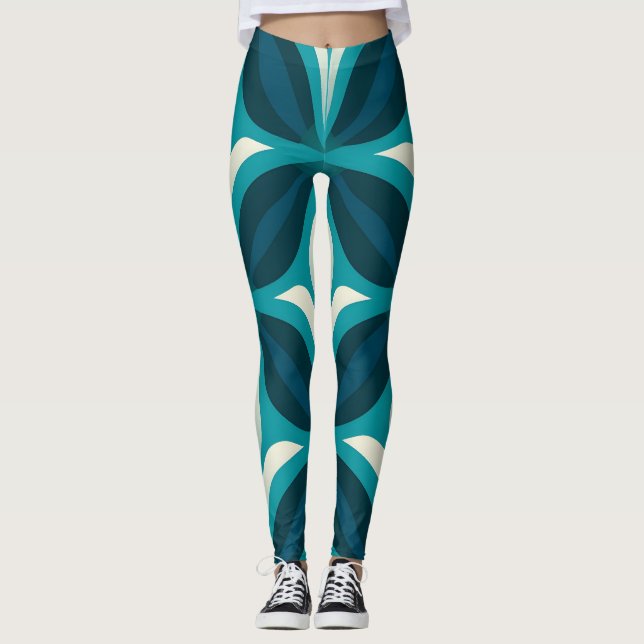 Abstract Green Circular Pattern Leggings (Front)