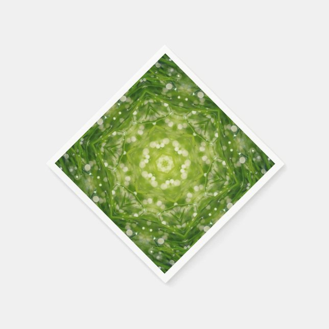 Abstract green decorative print napkin (Corner)