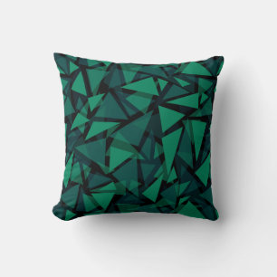 Abstract green emerald polygonal pattern cushion