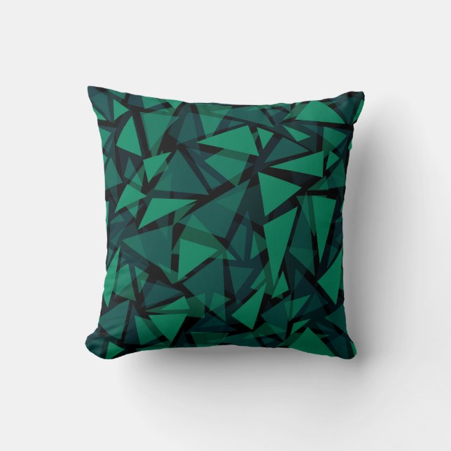 Abstract green emerald polygonal pattern cushion (Front)