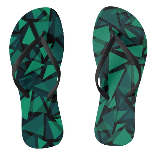 Abstract green emerald polygonal pattern throw pil jandals (Footbed)