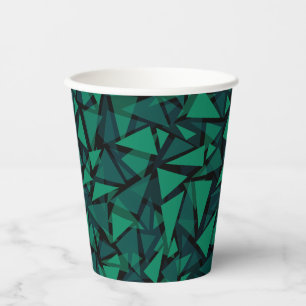 Abstract green emerald polygonal pattern throw pil paper cups