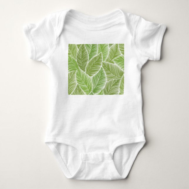 Abstract green floral, seamless background. baby bodysuit (Front)