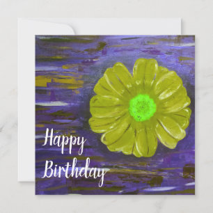 Abstract Green Flower Cute Open  Birthday Card