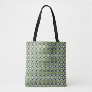 Abstract Green Flowers Pattern Tote Bag