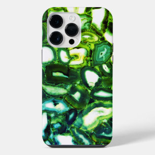 Abstract green geode, green gemstone iPhone 14 pro max case
