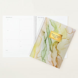Abstract Green Gold Foil Custom Planner