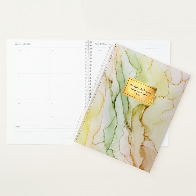 Abstract Green Gold Foil Custom Planner (Display)