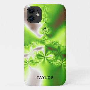 Abstract Green Gradient Fractal With Name Case-Mate iPhone Case