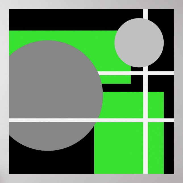 Abstract Green Grey Black White AP0001 Poster (Front)