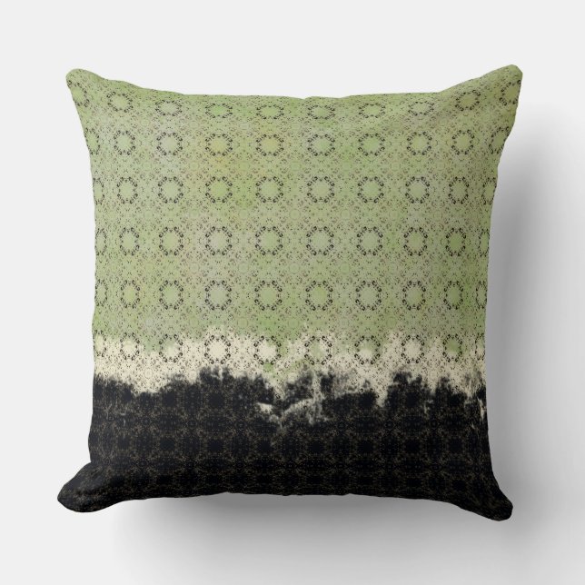 Abstract Green, Grey, Bronze Vintage Pattern Cushion (Front)