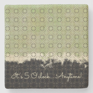 Abstract Green, Grey, Bronze Vintage Pattern Stone Coaster