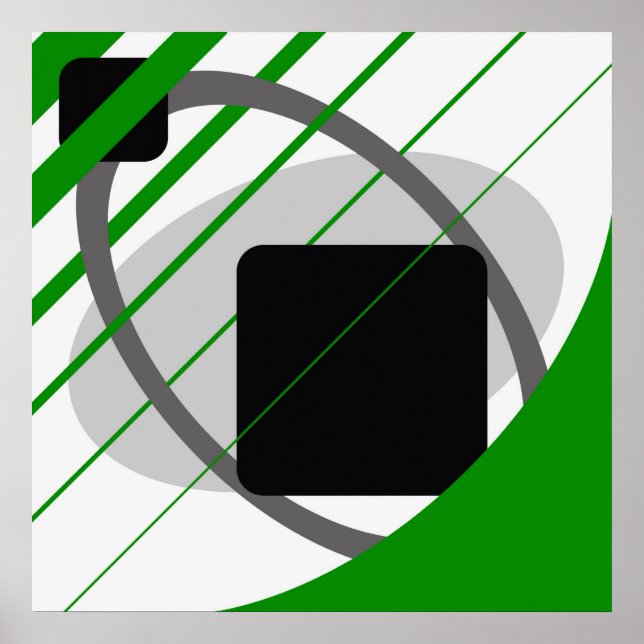 Abstract Green Grey Off-White Black AP0002 Poster (Front)