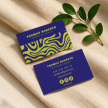 abstract green groovy script business card