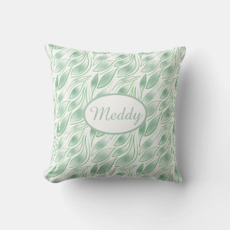 Abstract Green Leaf Pattern Botanical Cushion