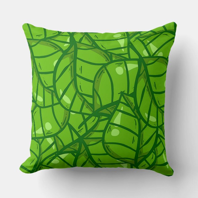 Abstract Green Leaf Pattern with Bright Illustrati Cushion (Front)
