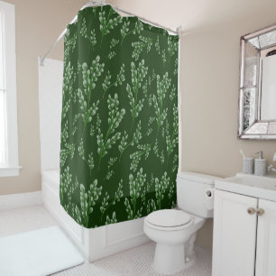 Abstract Green Leafy Pattern Shower Curtain