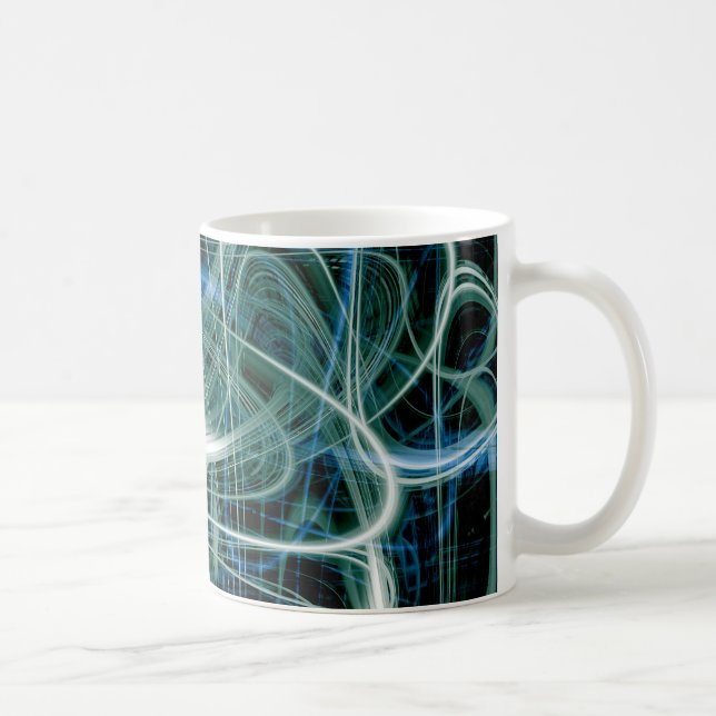 Abstract green light trails coffee mug (Right)