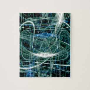 Abstract green light trails jigsaw puzzle