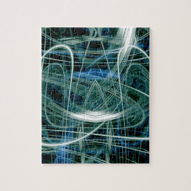 Abstract green light trails jigsaw puzzle (Vertical)
