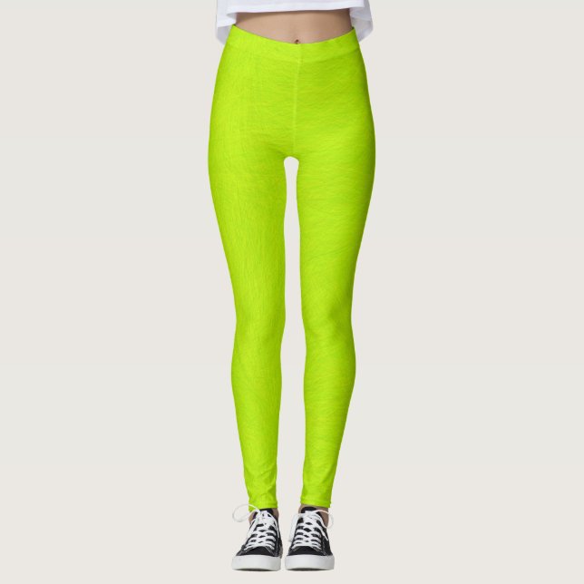 Abstract Green Lime Leggings (Front)