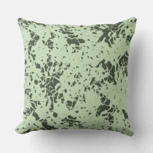 Abstract Green Marble with Splashes of Paint Throw Cushion