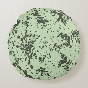 Abstract Green Marble with Splashes of Paint Throw Round Cushion