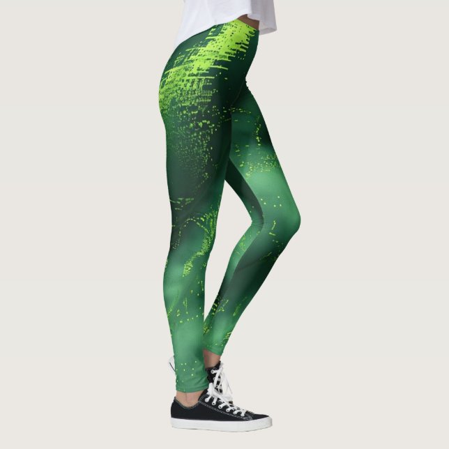 Abstract Green Moss Leggings - Custom Pattern (Right)