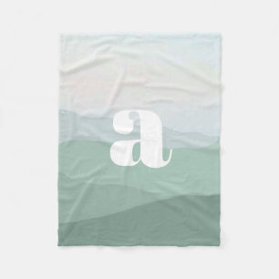 Abstract Green Mountain Watercolor Landscape Fleece Blanket