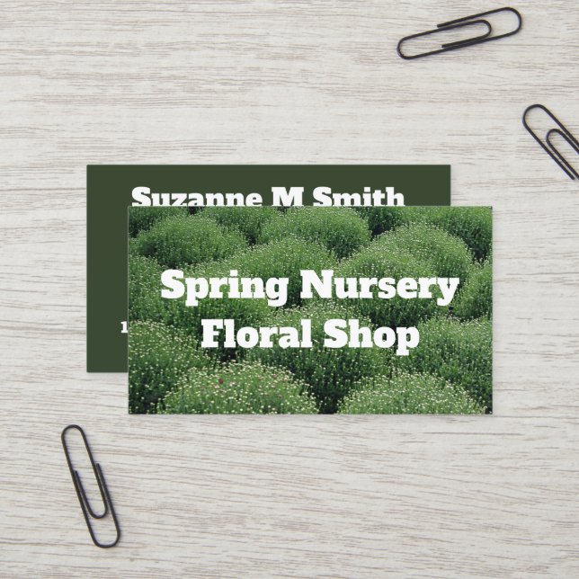 Abstract Green Mums Business Card (Front/Back In Situ)